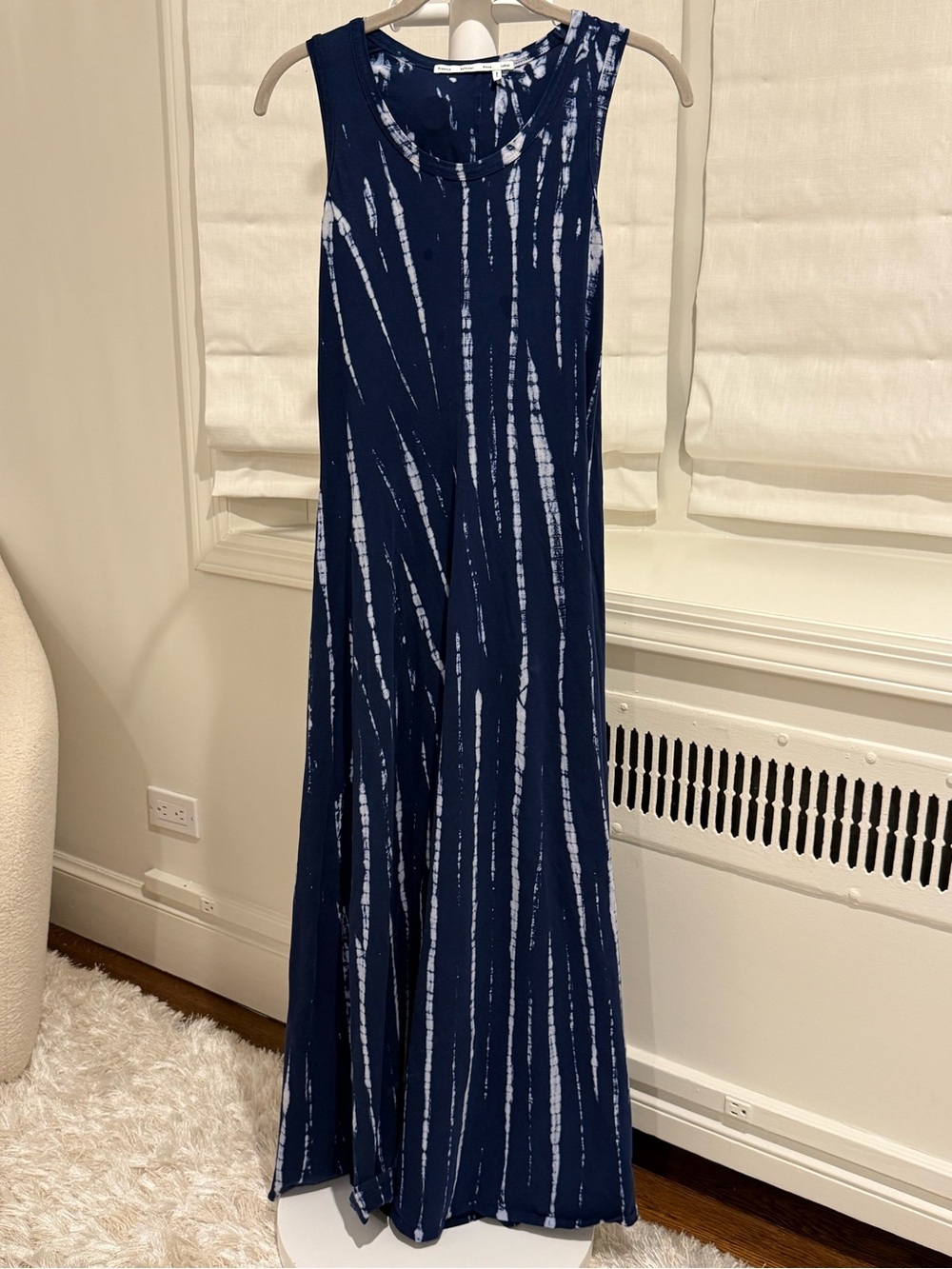 Proenza Schouler Navy and White Tie-Dye Maxi Skirt